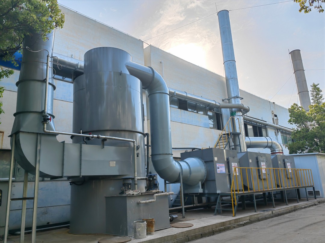 文丘里湿式除尘器+干式过滤器+两级活性炭吸附塔
